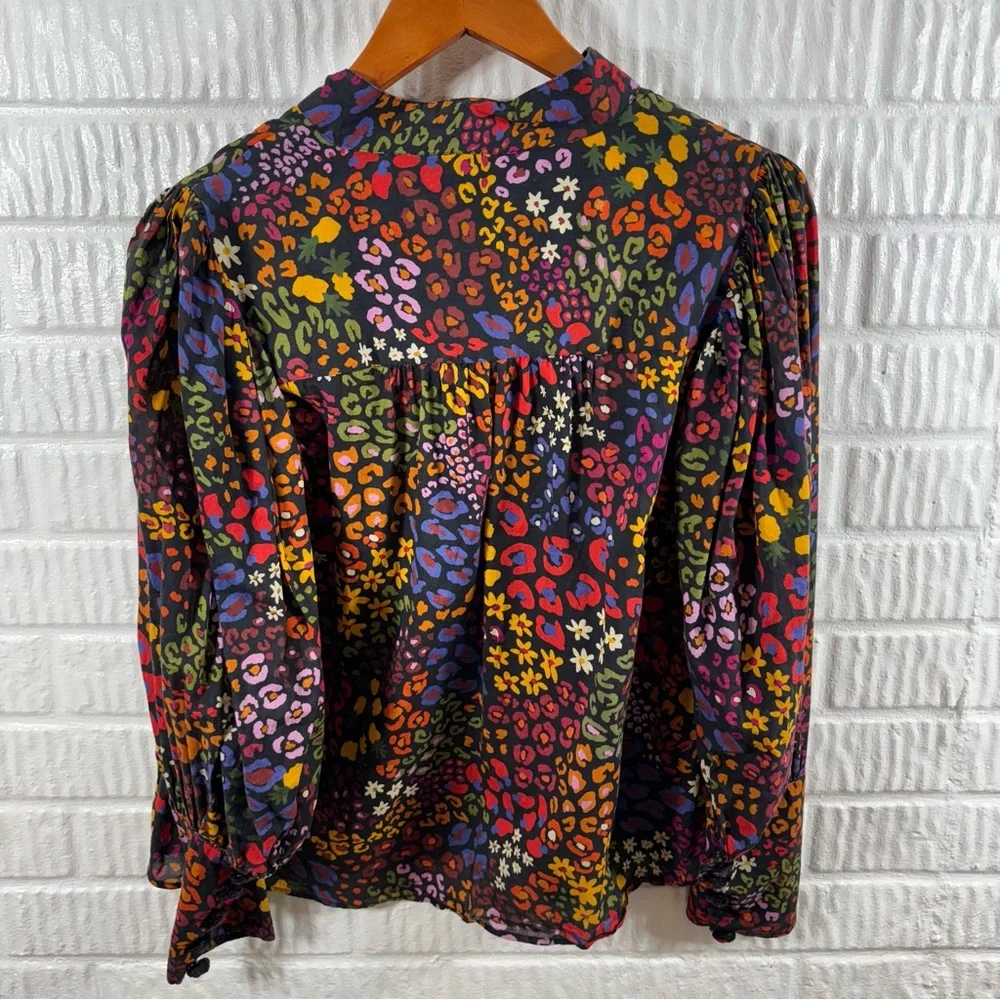 Farm Rio Floral Popover Top Blouse Small - Picture 2 of 4